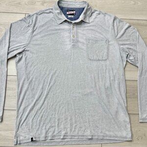 NWT!! johnnie-O Hangin Out Long Sleeve Clay Light Gray 3-Button Pocket Polo - XL